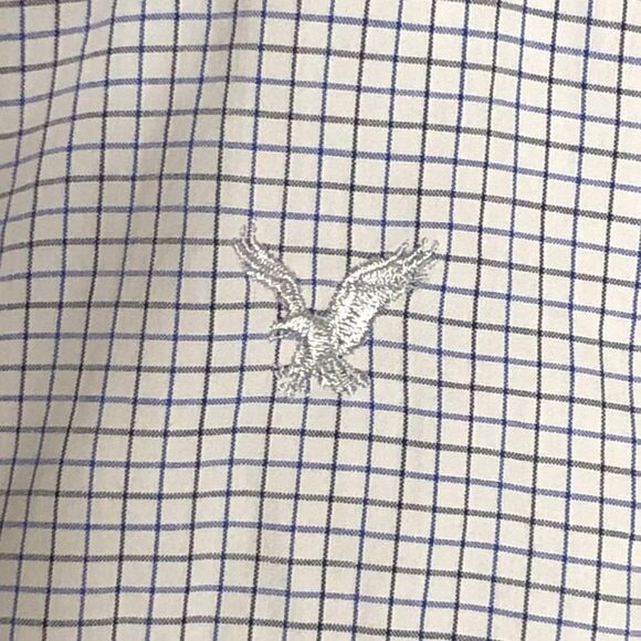American Eagle Men's XS Blue Checkered Long Sleeve Button Down Collared Shirt - Picture 7 of 8